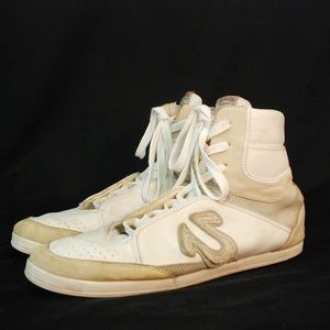 True Religion White Leather High Top Sneaker
